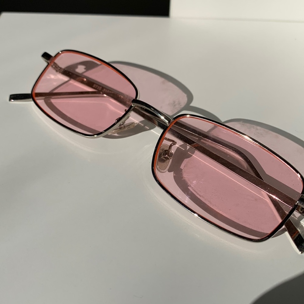 Pink retro rectangular sunglasses - new; only worn once